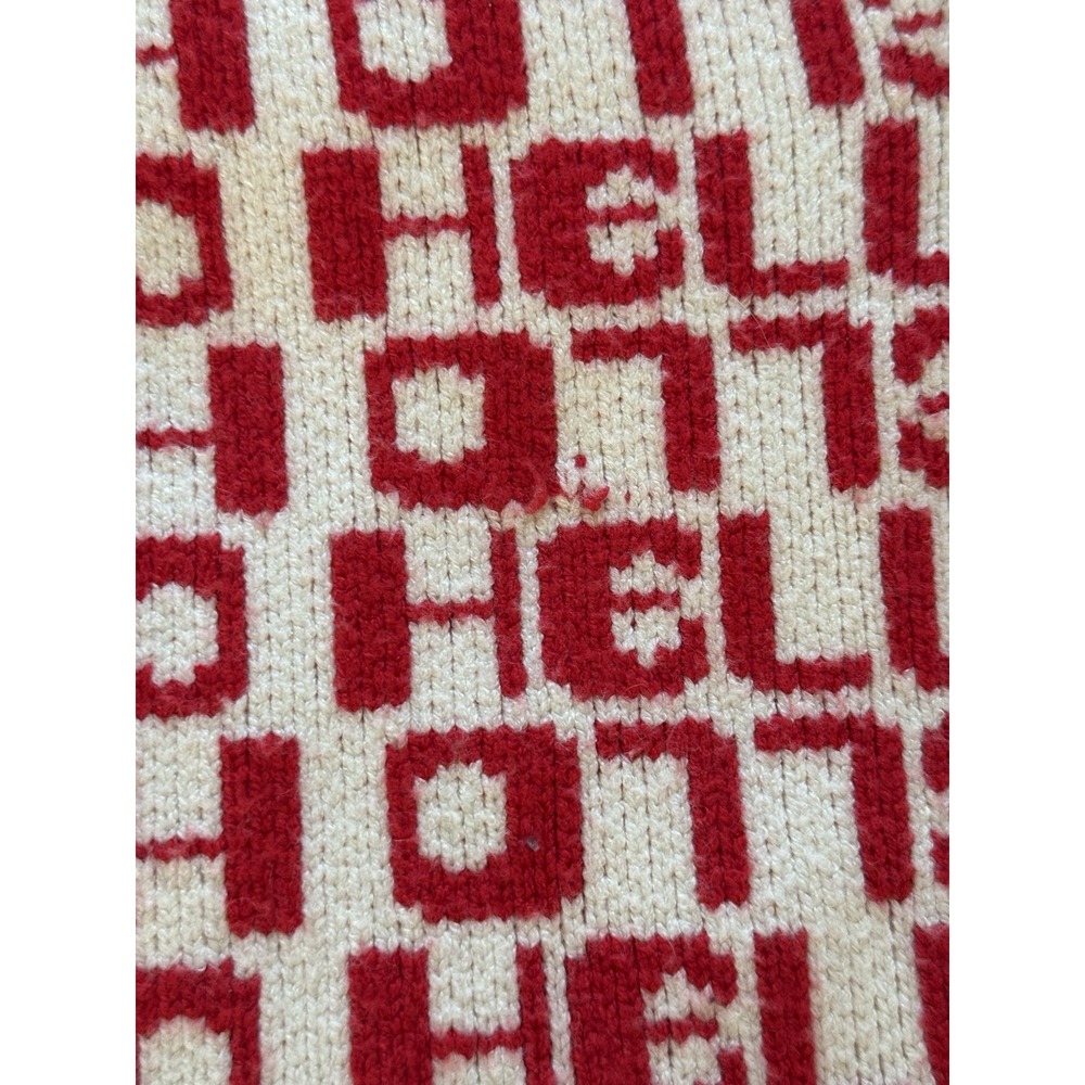 URBAN OUTFITTERS BDG Jordie HELLO Jacquard Sweater Vest Red Multi Small Festive - Picture 5 of 7